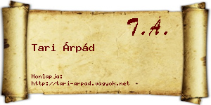 Tari Árpád névjegykártya